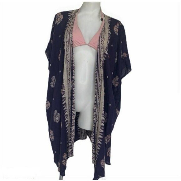 Boho Floral Kimono Cardigan Purple & Pink Festival Cover Up SMALL NWT - Picture 2 of 8